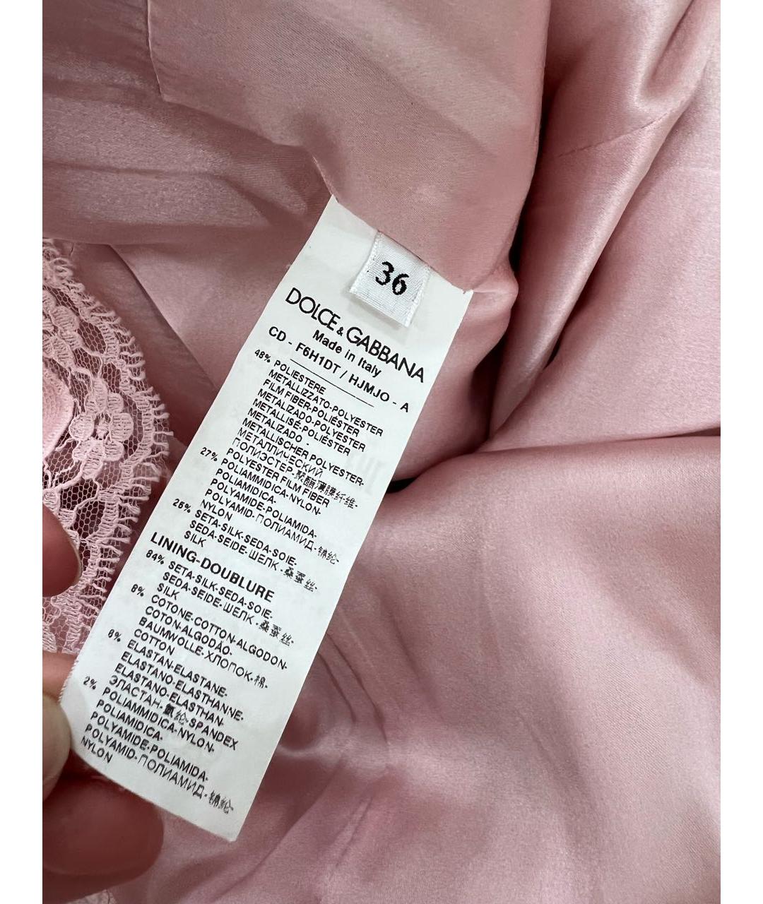 DOLCE&GABBANA Розовое полиэстеровое коктейльное платье, фото 4