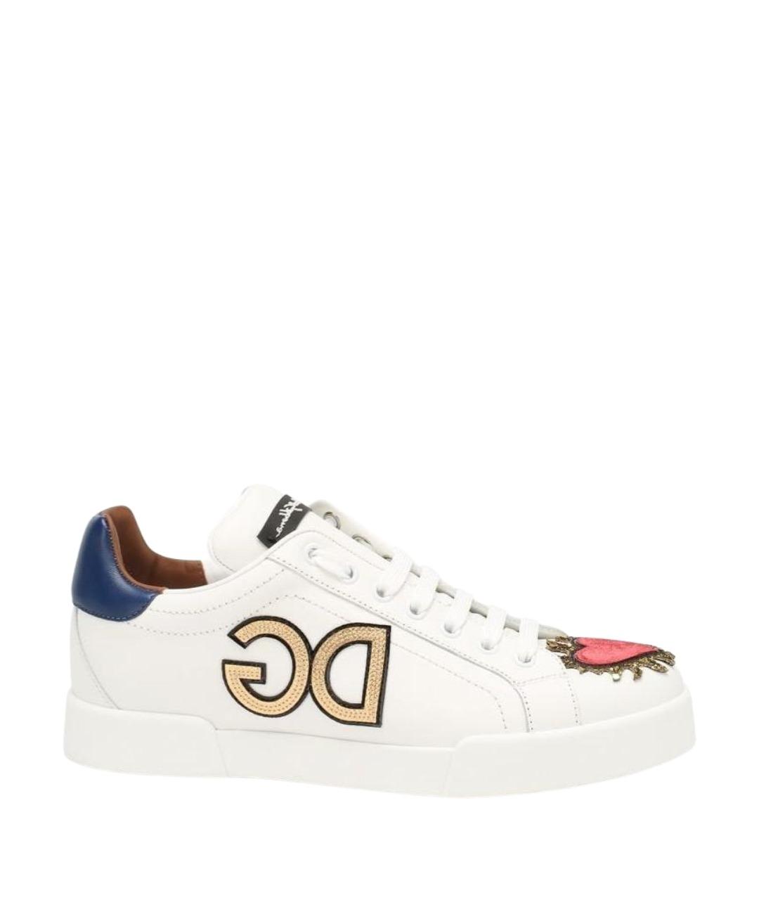 DOLCE&GABBANA Белые кожаные кеды, фото 1