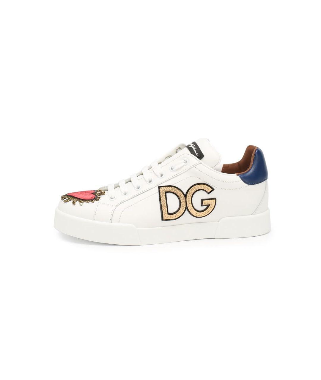 DOLCE&GABBANA Белые кожаные кеды, фото 9