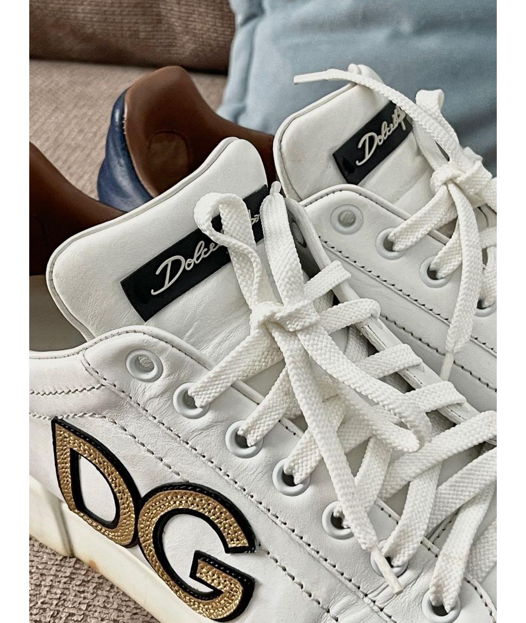 DOLCE&GABBANA Белые кожаные кеды, фото 6