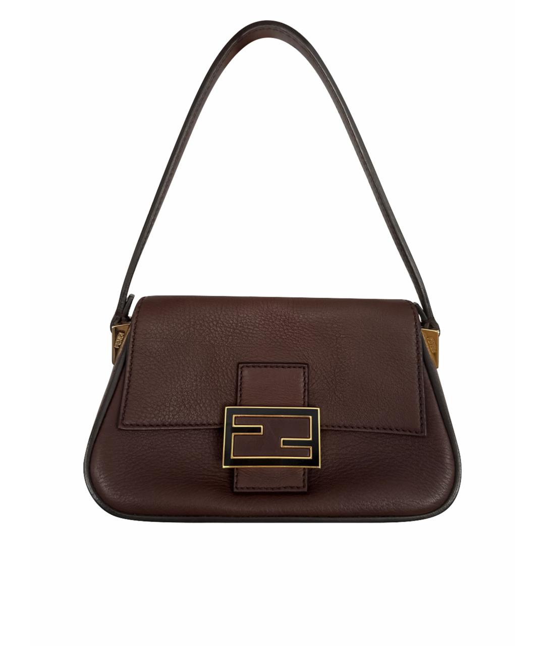 FENDI Коричневая кожаная сумка через плечо, фото 1
