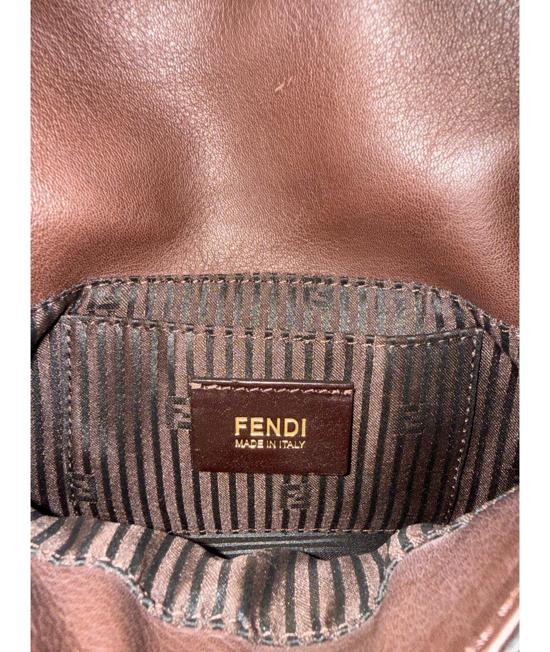 FENDI Коричневая кожаная сумка через плечо, фото 5