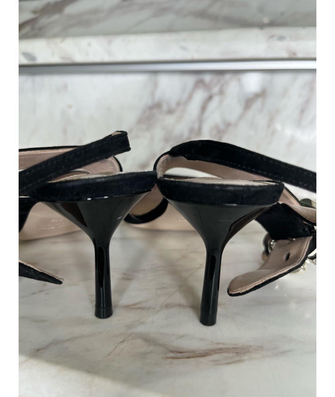 MIU MIU Черные замшевые мюли, фото 4