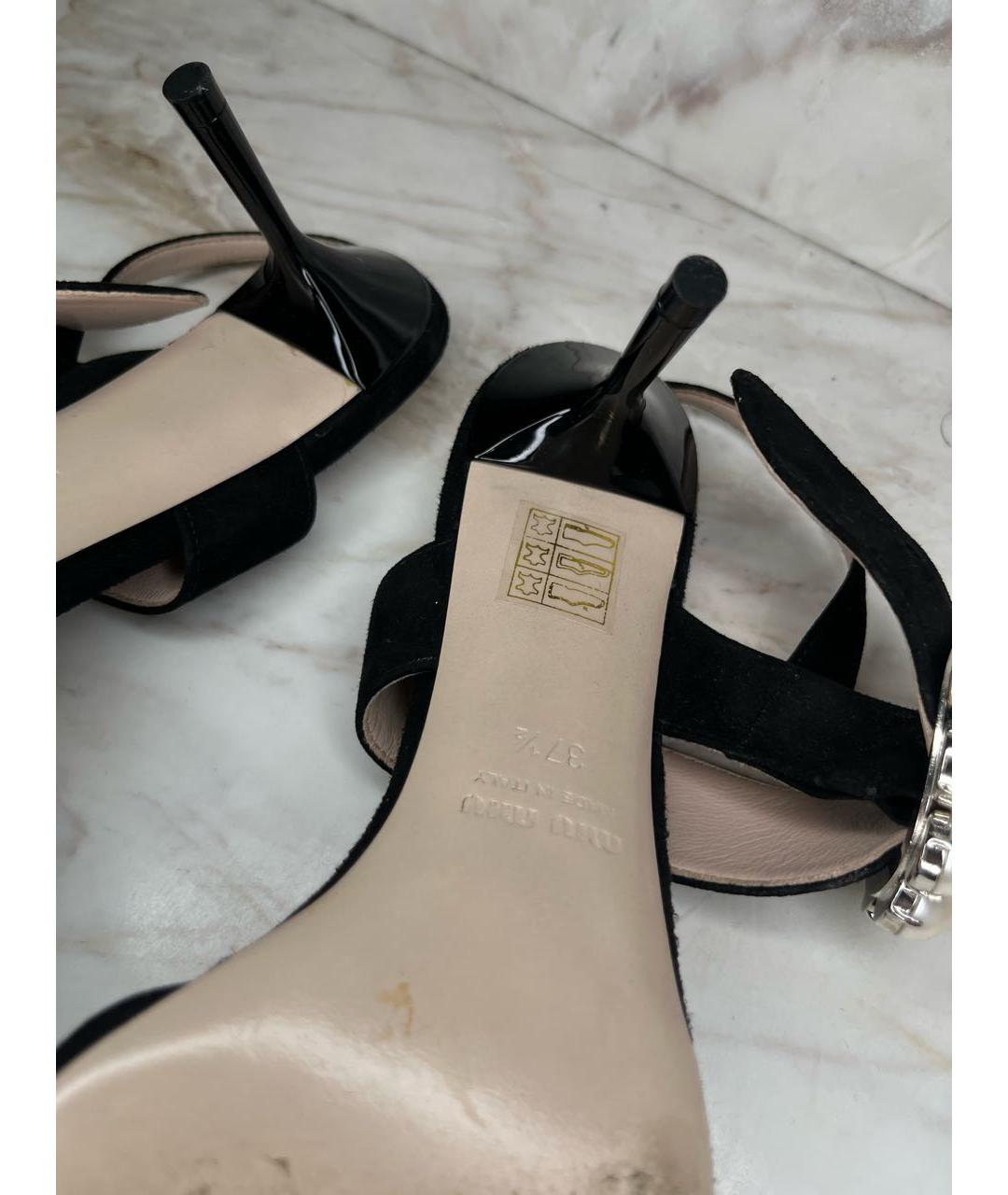 MIU MIU Черные замшевые мюли, фото 7