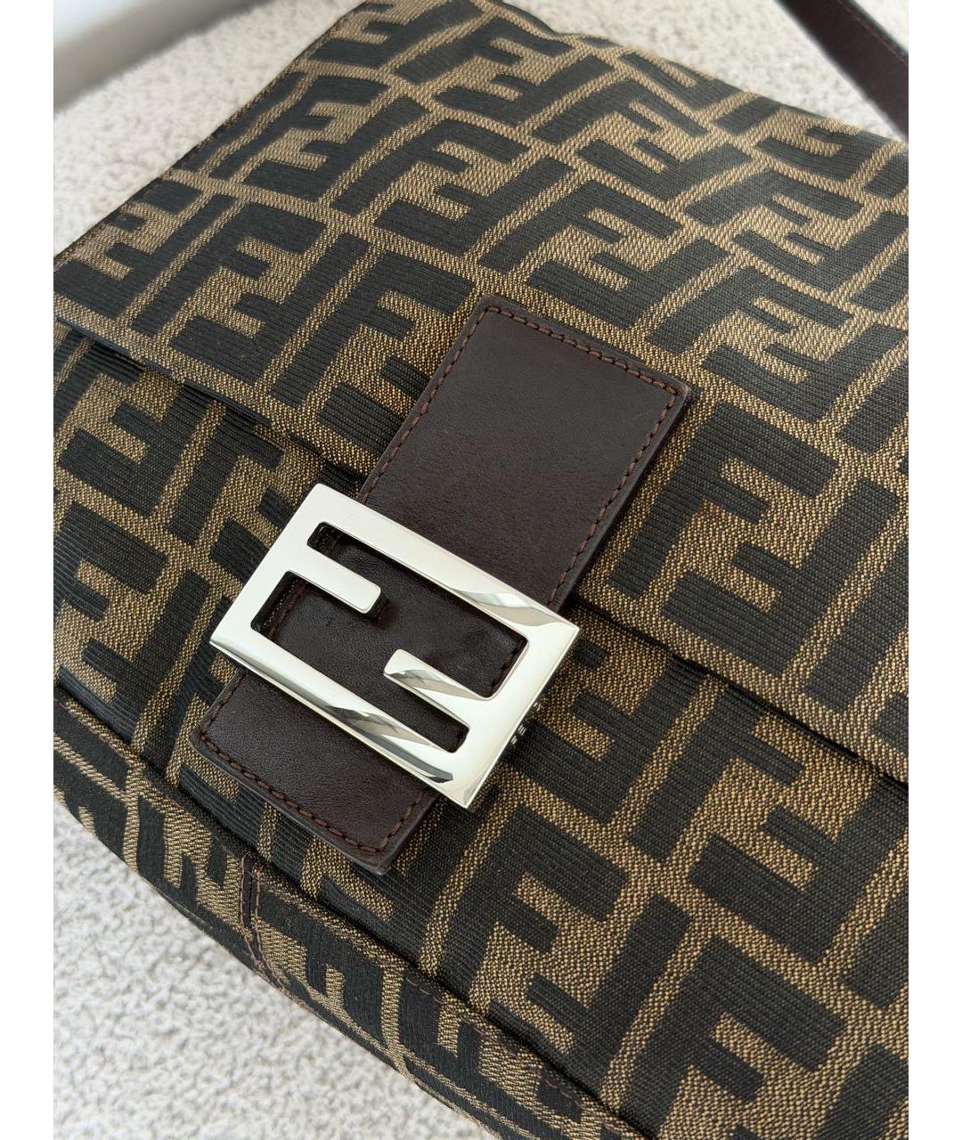 FENDI Коричневая жаккардовая сумка с короткими ручками, фото 8