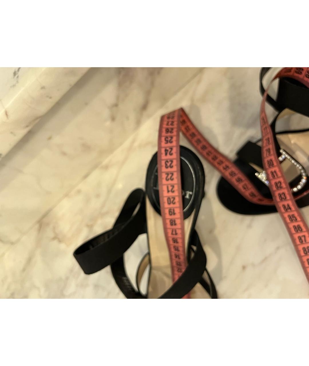 CHRISTIAN DIOR Черные текстильные босоножки, фото 7