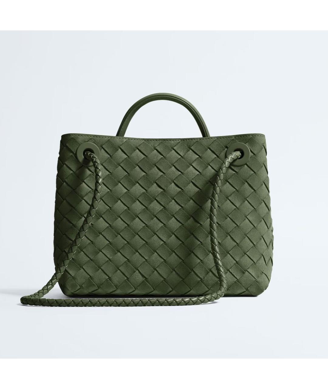 BOTTEGA VENETA Зеленая замшевая сумка тоут, фото 4