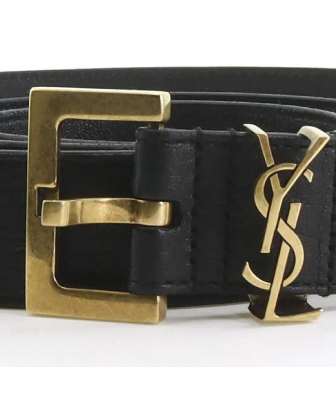 SAINT LAURENT Черный кожаный ремень, фото 6