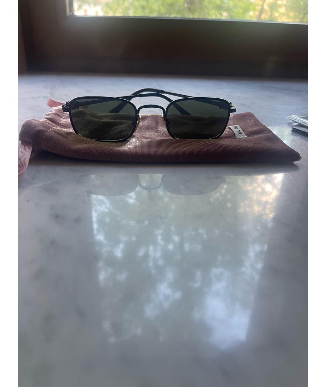 MIU MIU Черные металлические солнцезащитные очки, фото 4