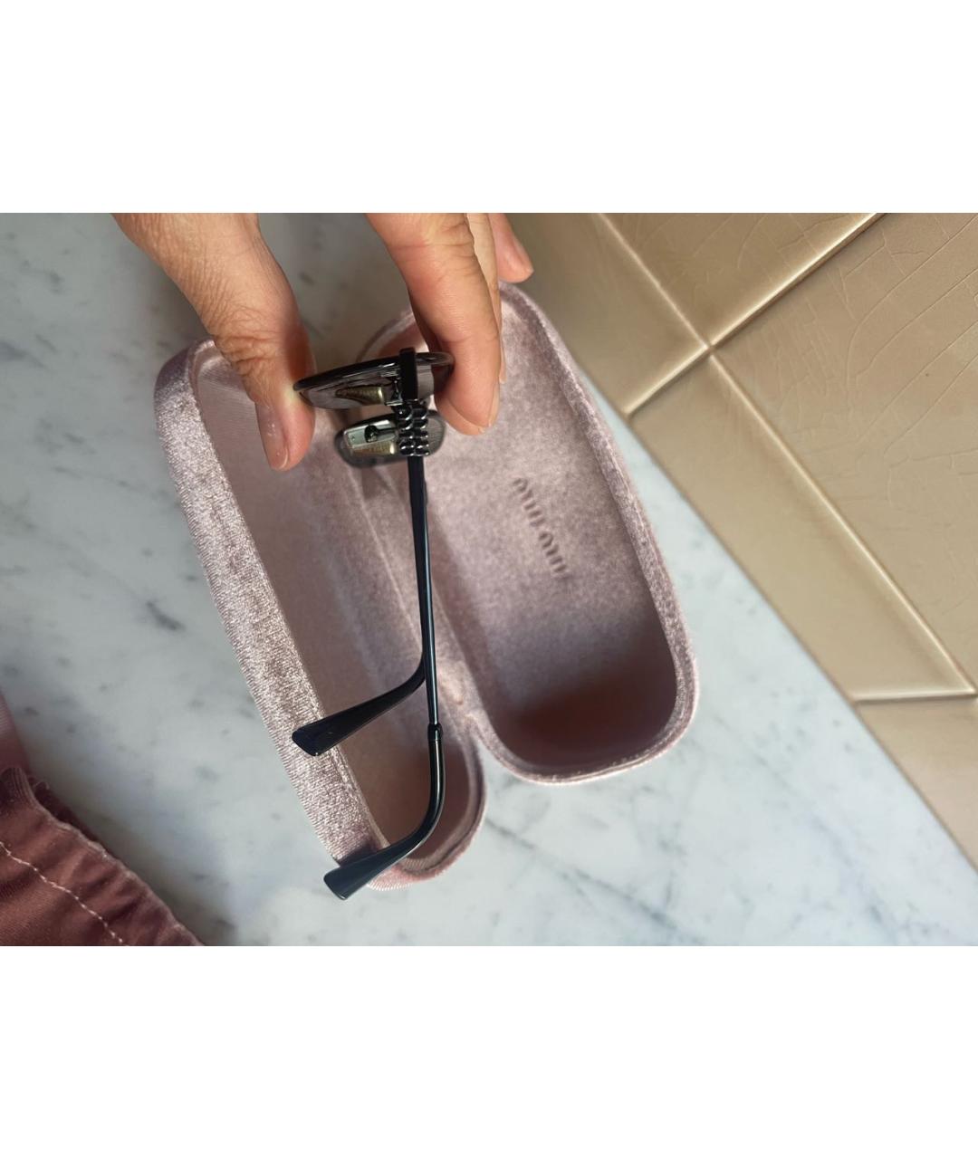 MIU MIU Черные металлические солнцезащитные очки, фото 3