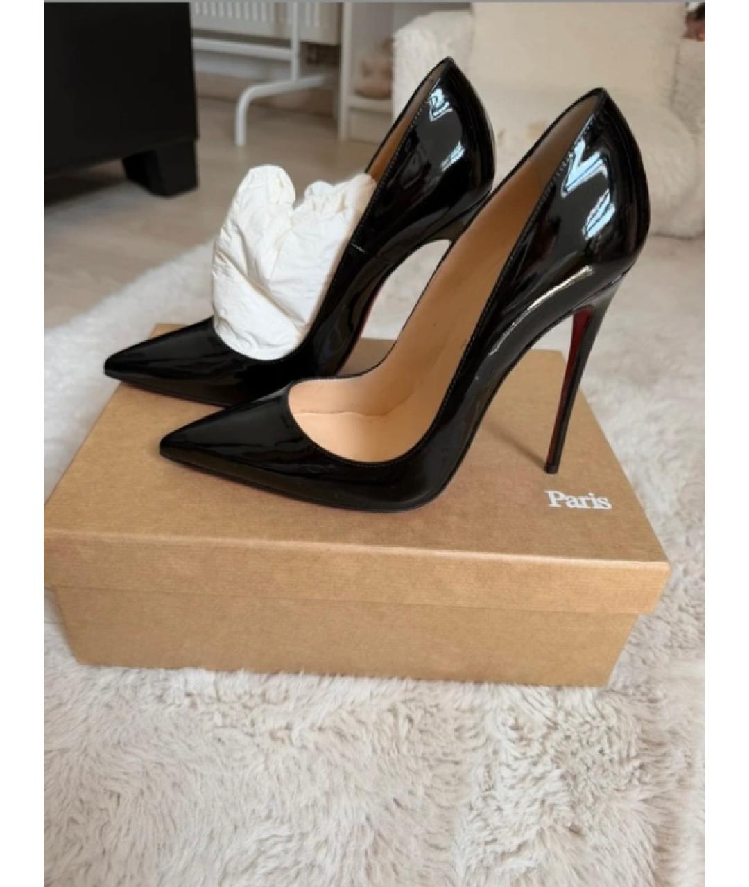 CHRISTIAN LOUBOUTIN Антрацитовые туфли из лакированной кожи, фото 6