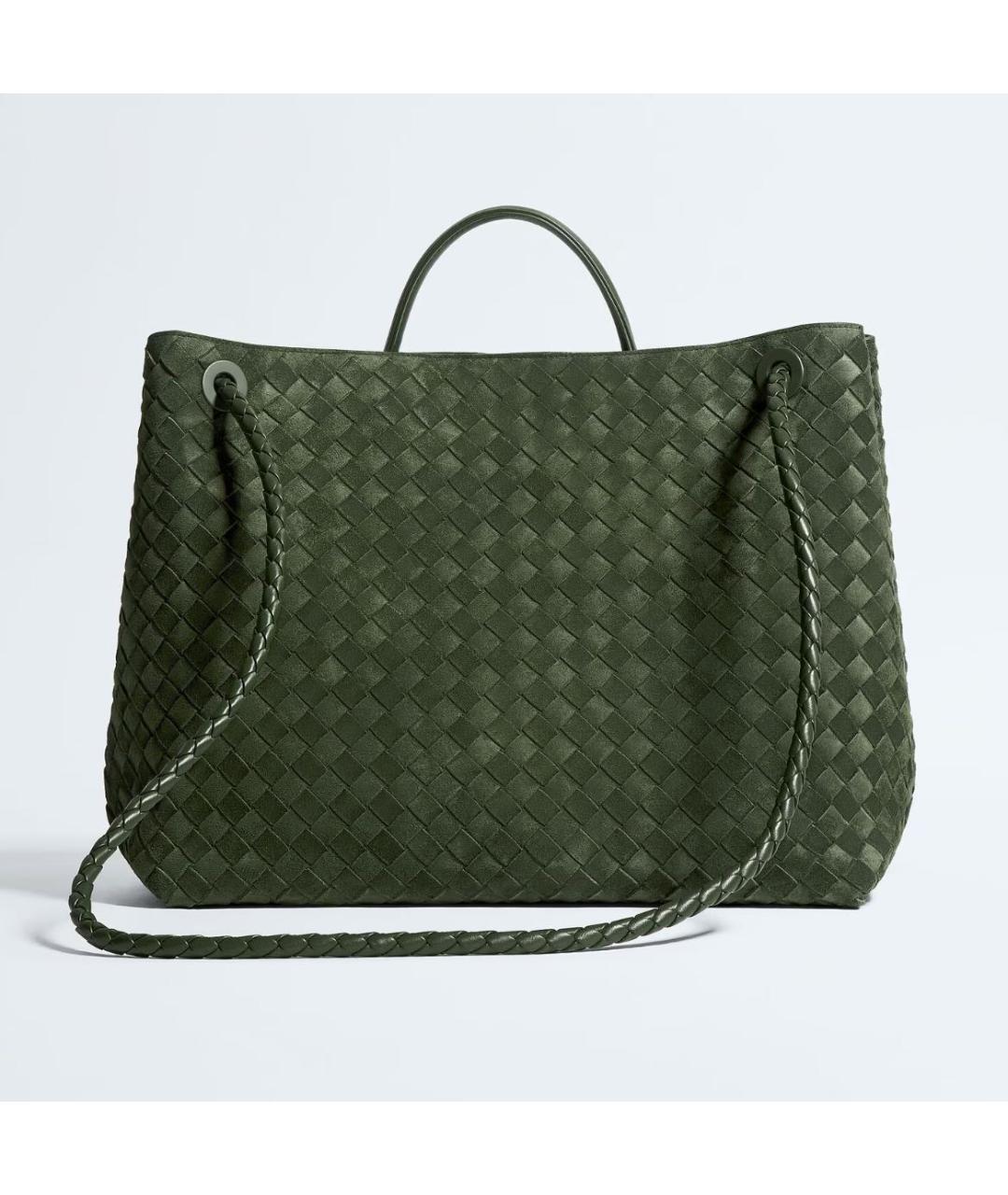 BOTTEGA VENETA Зеленая замшевая сумка тоут, фото 4