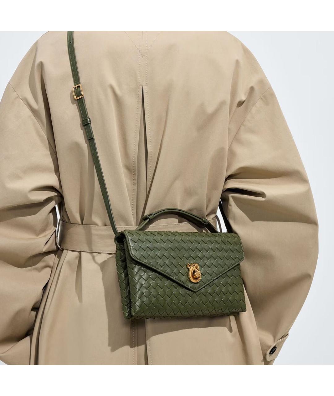 BOTTEGA VENETA Зеленая кожаная сумка через плечо, фото 2