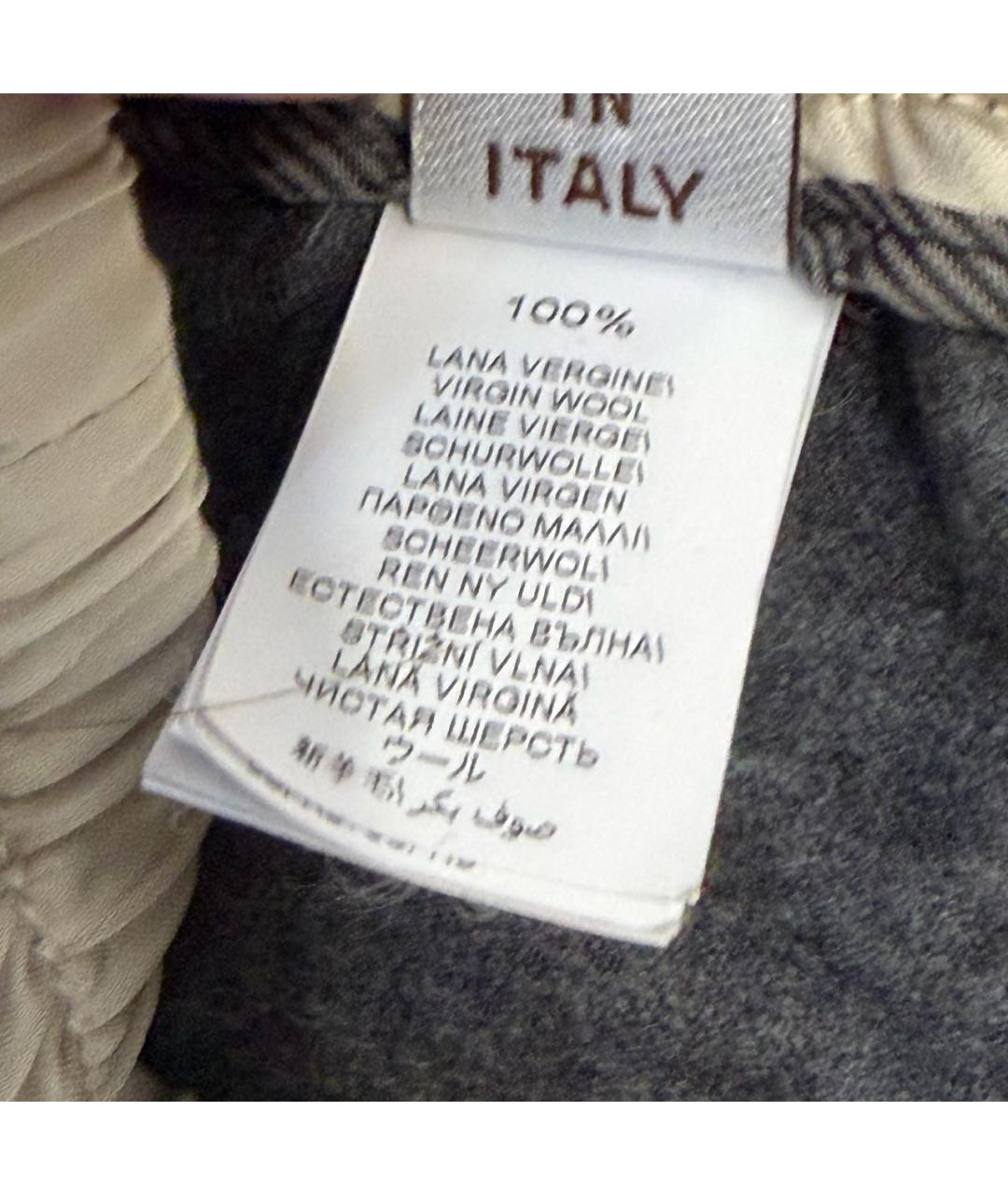 BRUNELLO CUCINELLI Антрацитовые шерстяные прямые брюки, фото 4