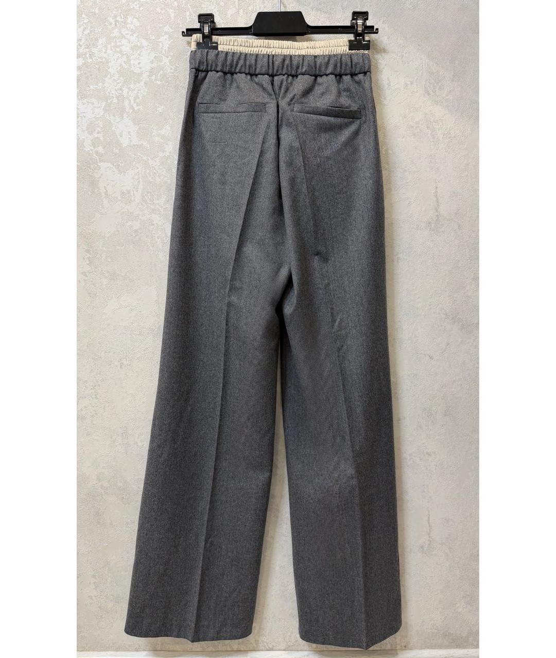 BRUNELLO CUCINELLI Антрацитовые шерстяные прямые брюки, фото 2