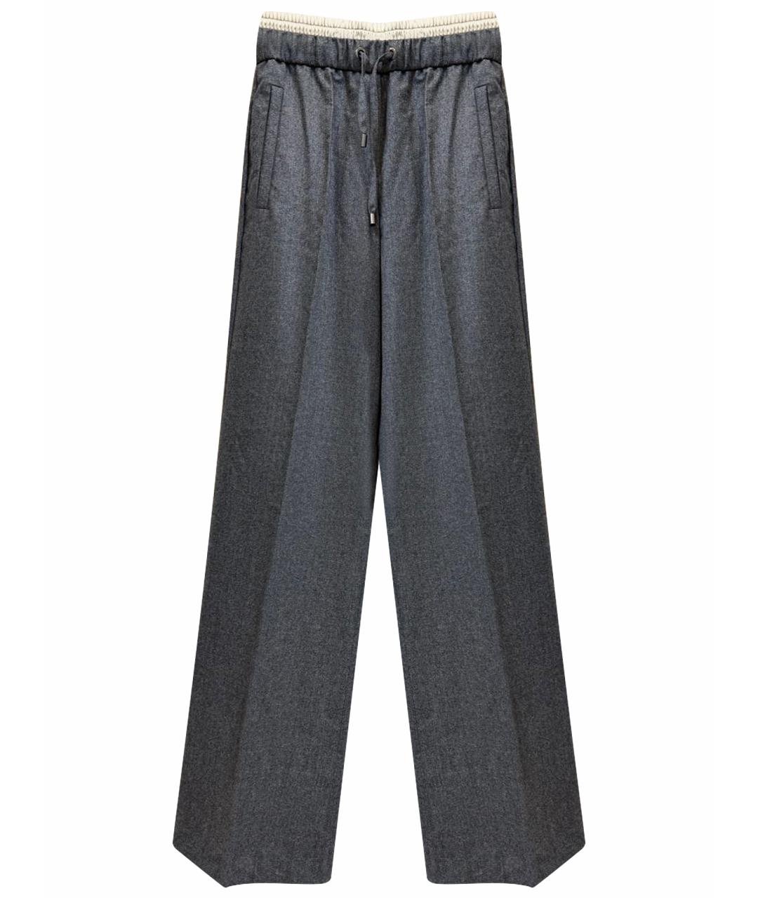 BRUNELLO CUCINELLI Антрацитовые шерстяные прямые брюки, фото 1