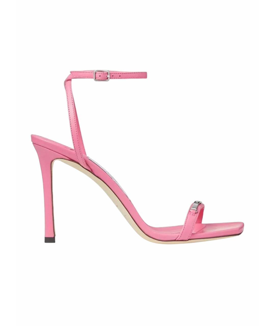 JIMMY CHOO Розовые кожаные босоножки, фото 1