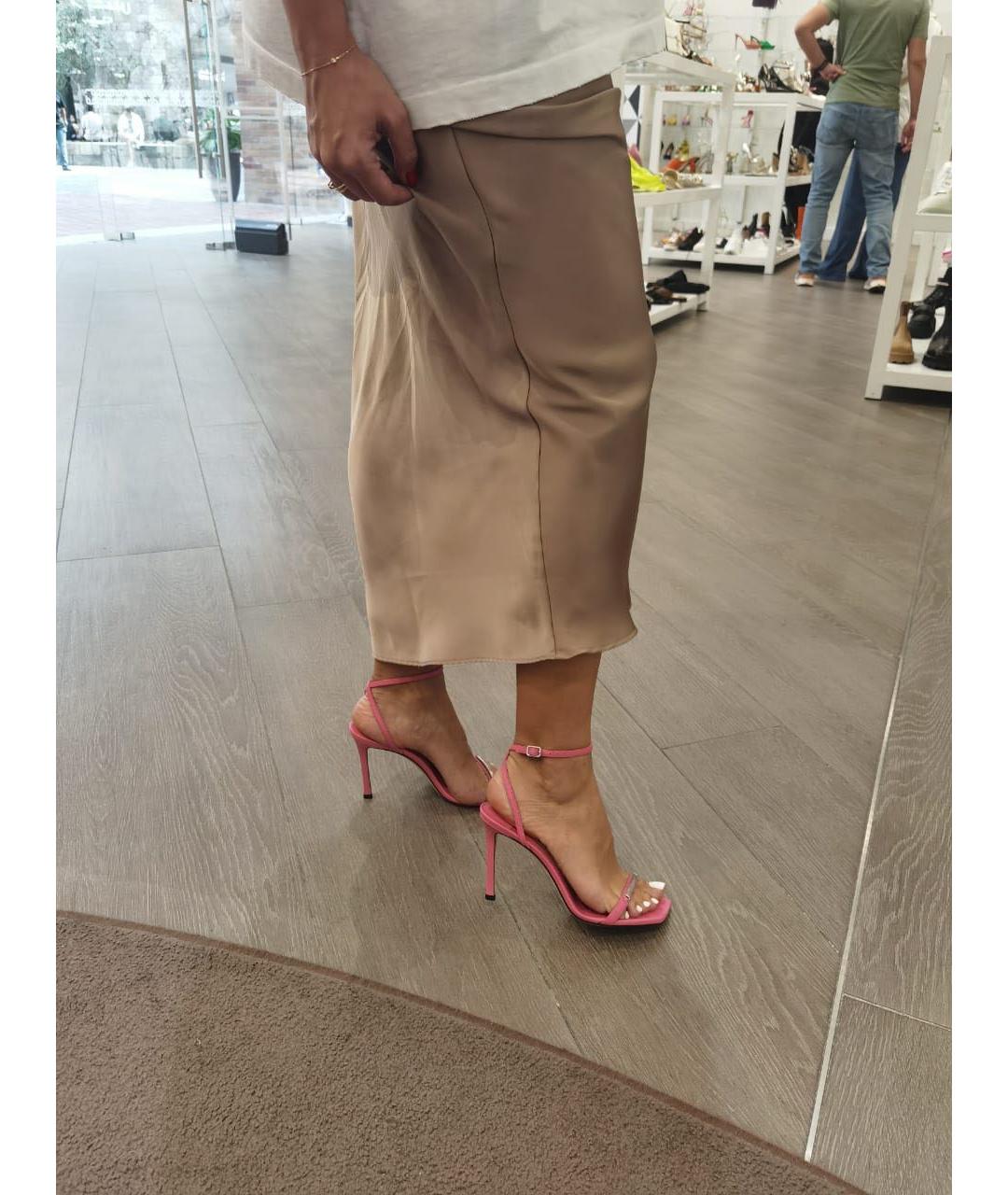 JIMMY CHOO Розовые кожаные босоножки, фото 6