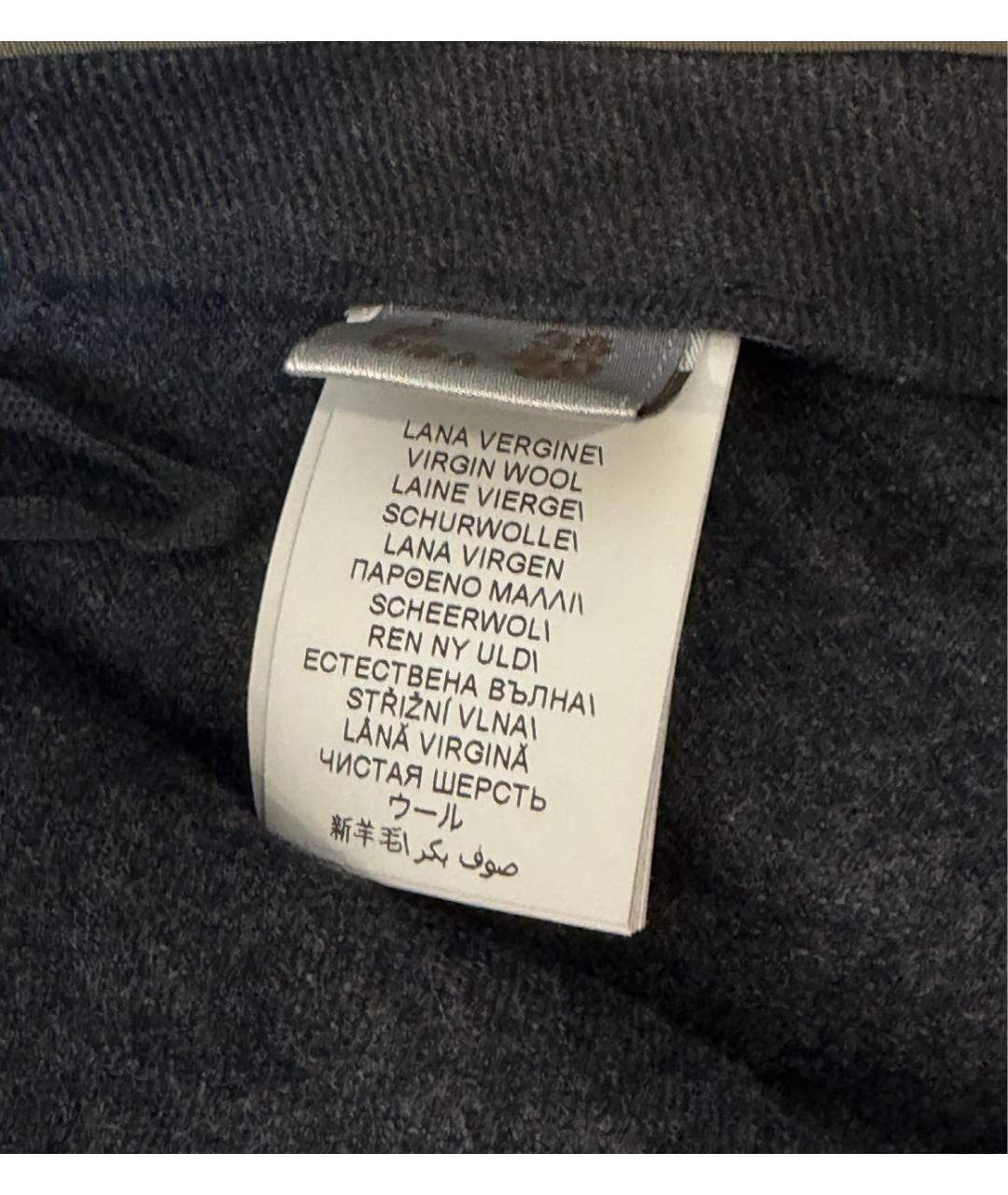 BRUNELLO CUCINELLI Антрацитовые шерстяные брюки широкие, фото 5