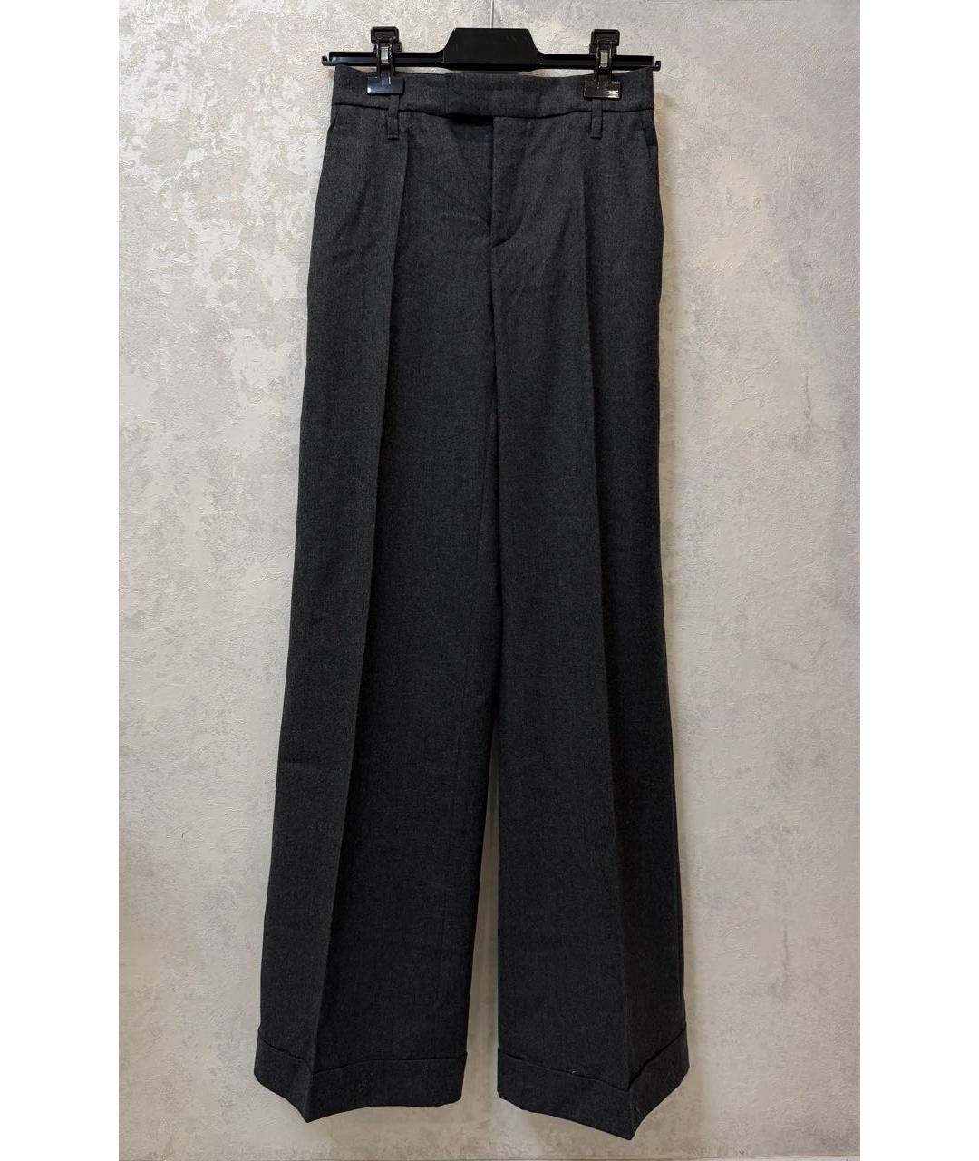 BRUNELLO CUCINELLI Антрацитовые шерстяные брюки широкие, фото 6