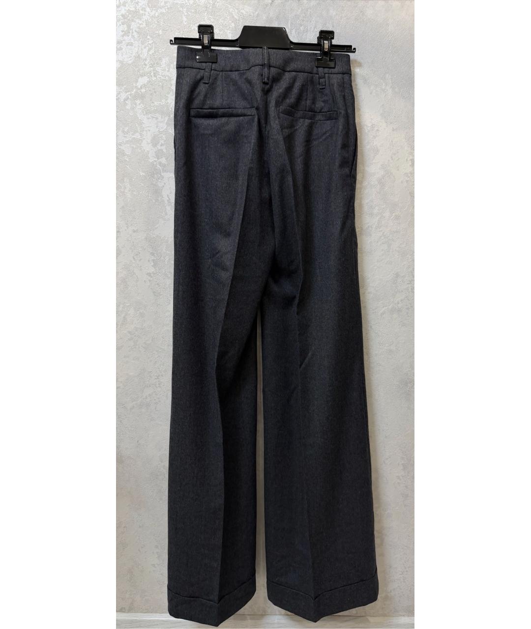 BRUNELLO CUCINELLI Антрацитовые шерстяные брюки широкие, фото 2