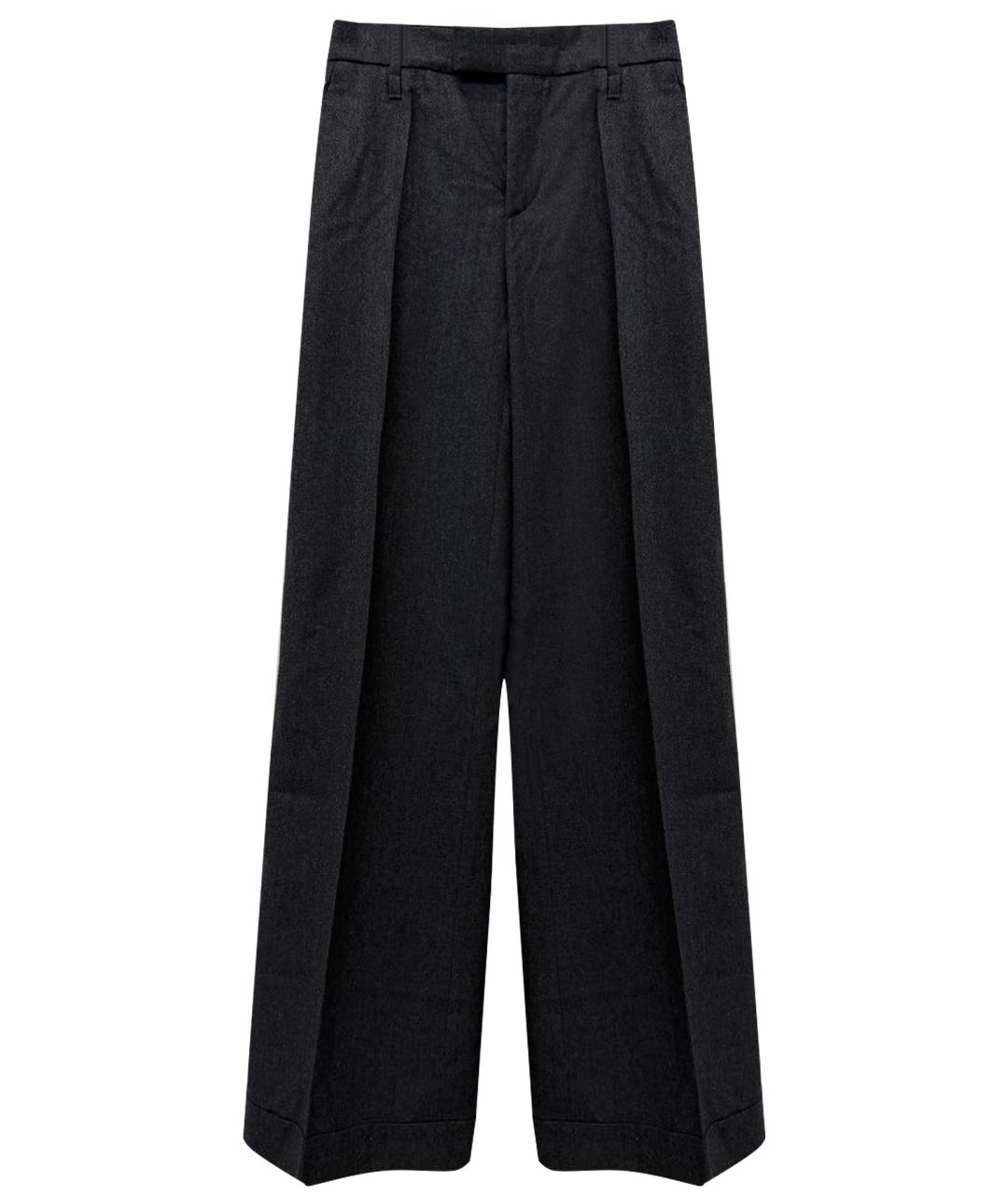 BRUNELLO CUCINELLI Антрацитовые шерстяные брюки широкие, фото 1