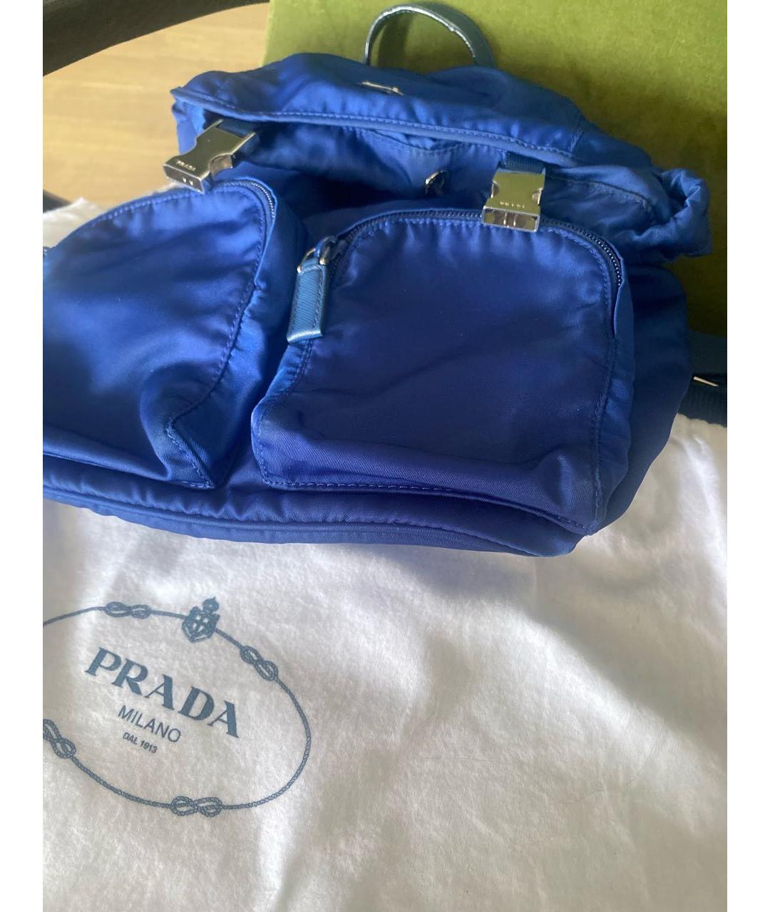 PRADA Темно-синий синтетический рюкзак, фото 6