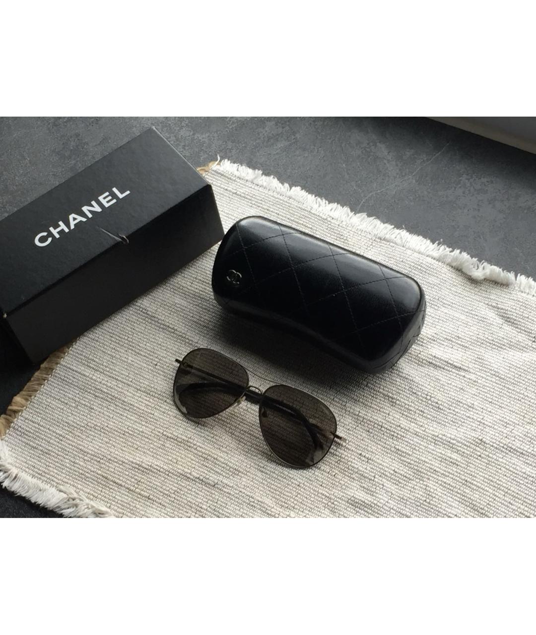 CHANEL Серебряные металлические солнцезащитные очки, фото 3