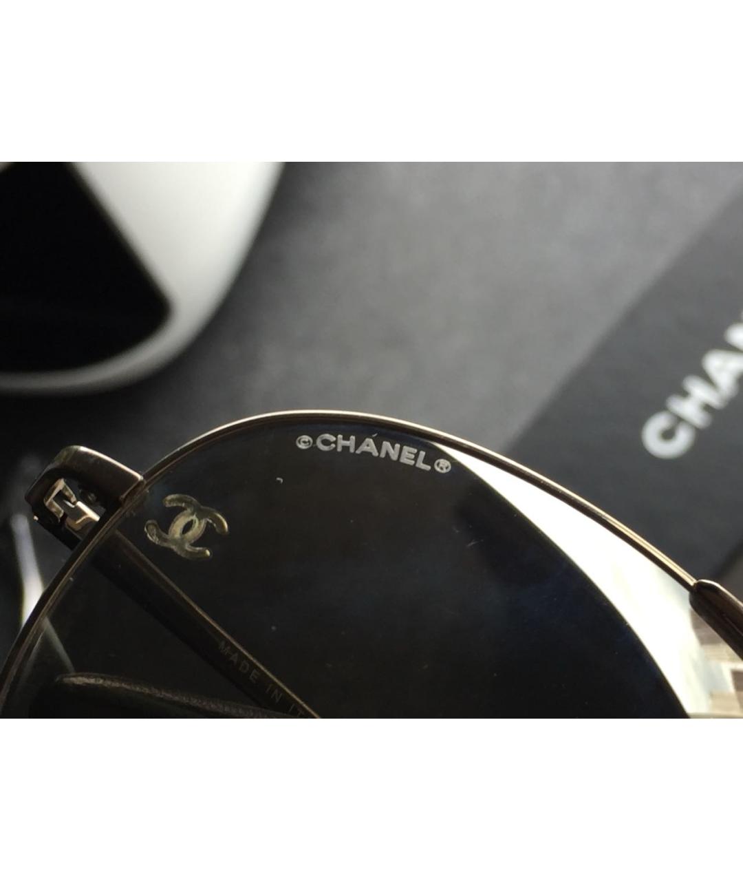 CHANEL Серебряные металлические солнцезащитные очки, фото 5