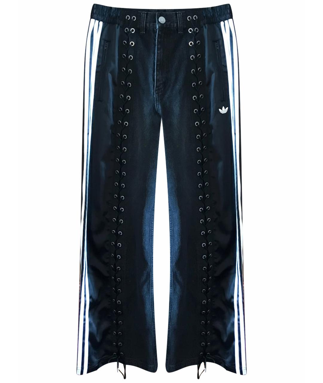 ADIDAS Черные хлопковые брюки широкие, фото 1