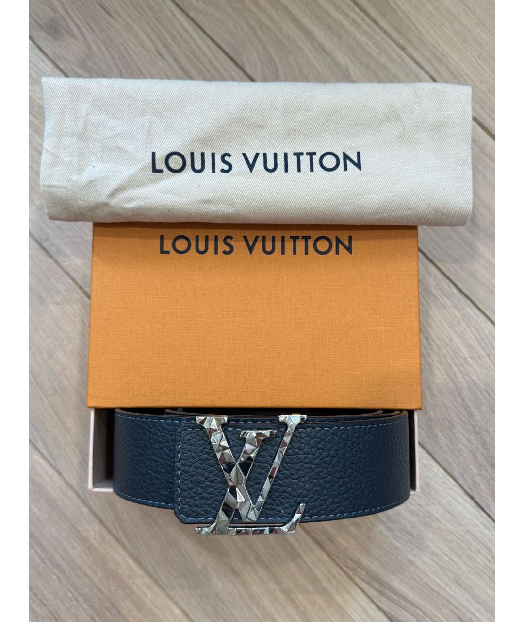 LOUIS VUITTON Темно-синий кожаный ремень, фото 9