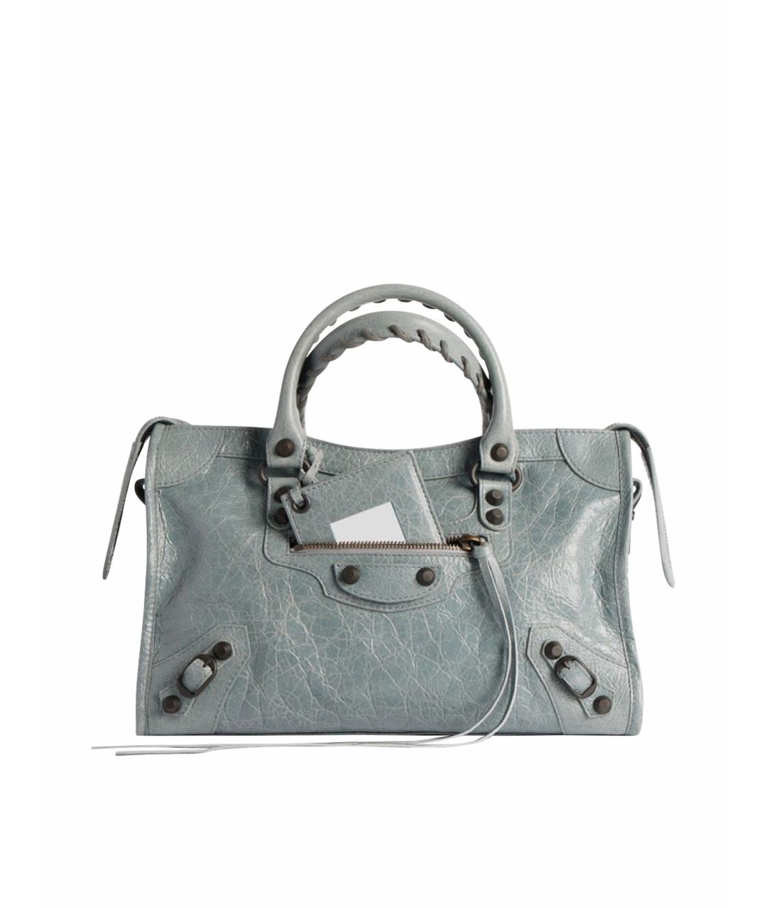 BALENCIAGA Голубая кожаная сумка тоут, фото 1