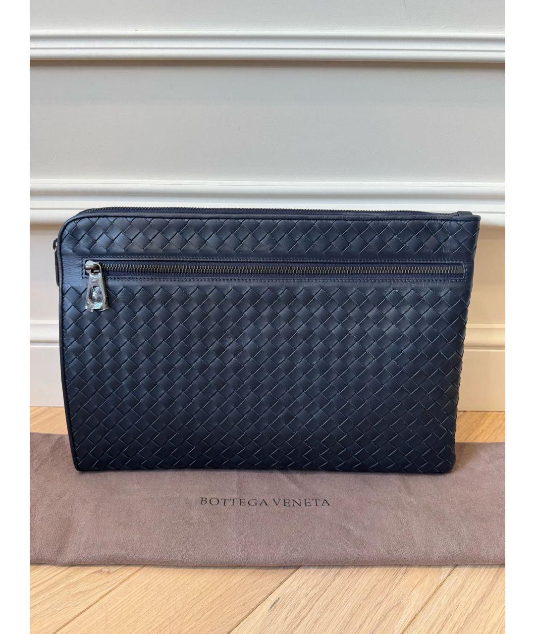 BOTTEGA VENETA Темно-синяя кожаная папка для документов, фото 9