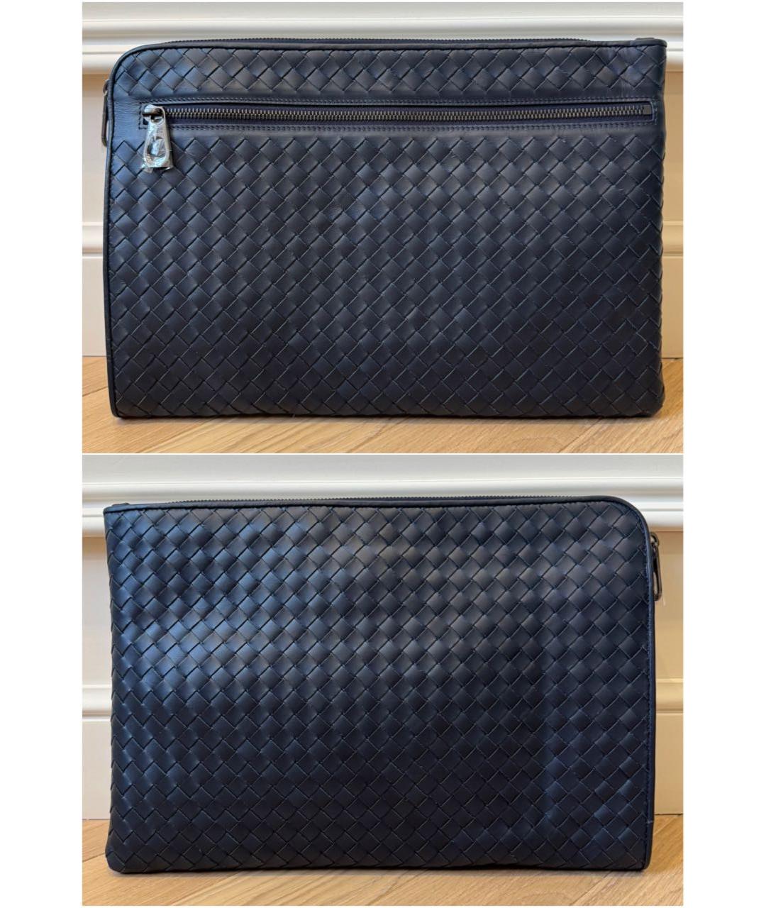 BOTTEGA VENETA Темно-синяя кожаная папка для документов, фото 2