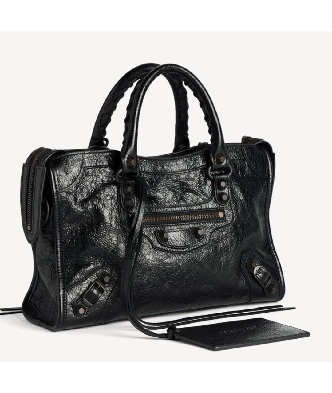 BALENCIAGA Черная кожаная сумка тоут, фото 3