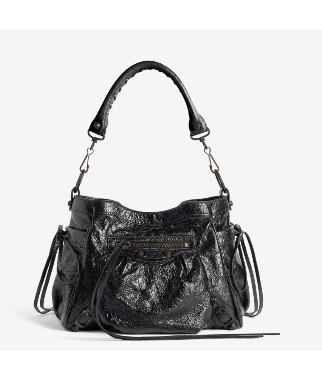BALENCIAGA Черная кожаная сумка тоут, фото 5
