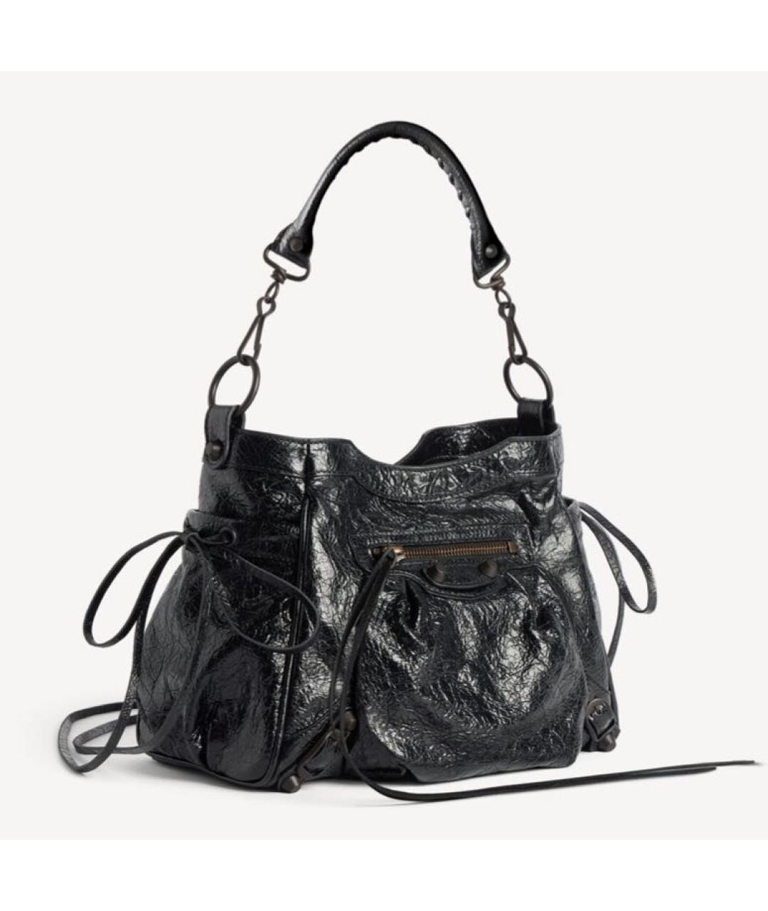 BALENCIAGA Черная кожаная сумка тоут, фото 2