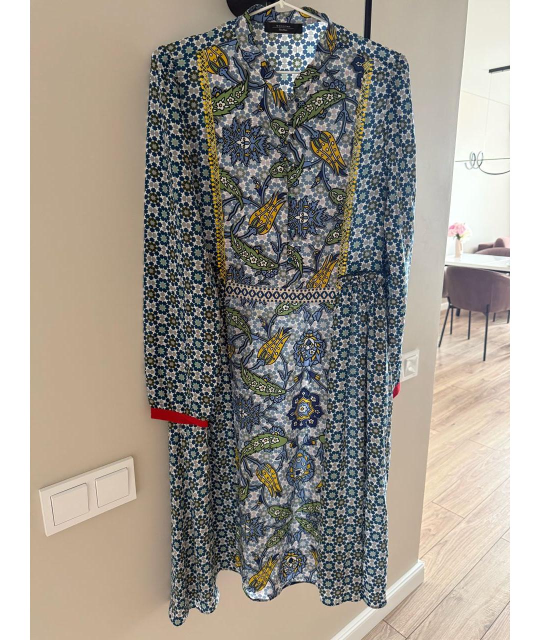 WEEKEND MAX MARA Мульти шелковое повседневное платье, фото 9