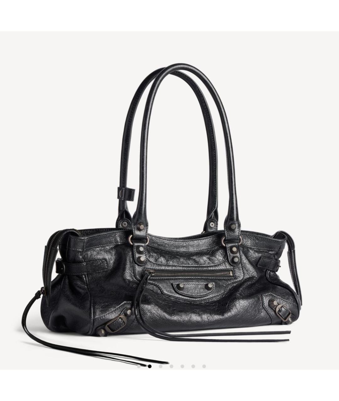 BALENCIAGA Черная кожаная сумка тоут, фото 2