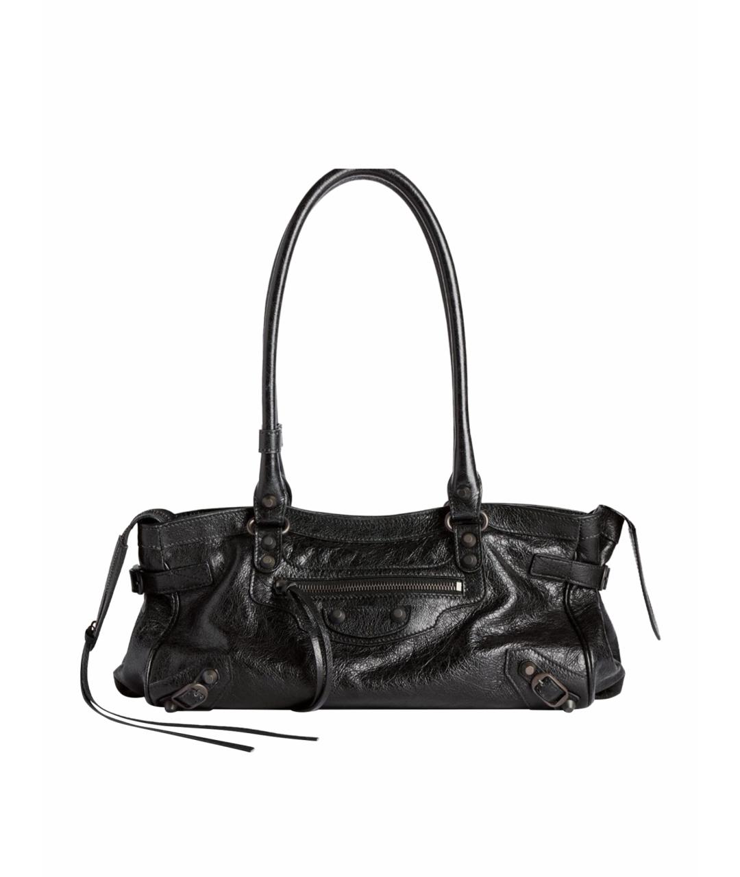 BALENCIAGA Черная кожаная сумка тоут, фото 1