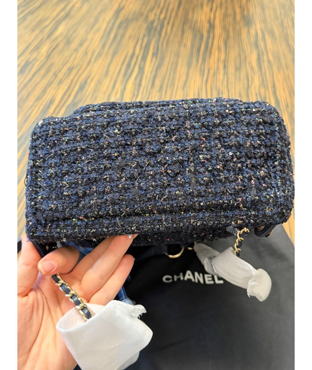 CHANEL Темно-синий твидовый рюкзак, фото 6