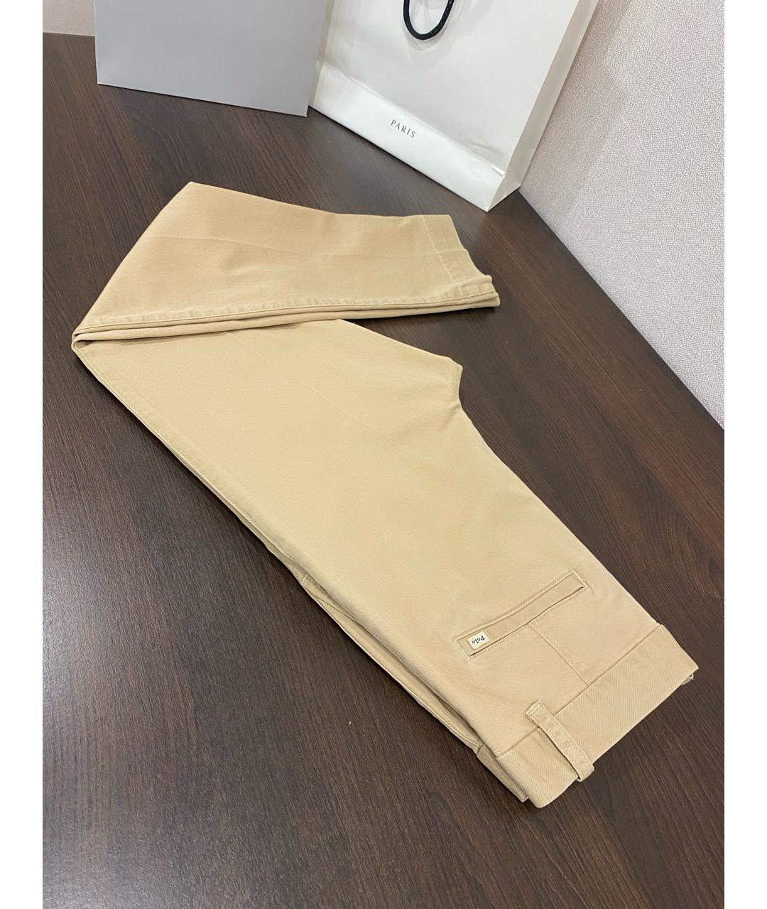 POLO RALPH LAUREN Бежевые хлопковые прямые брюки, фото 4