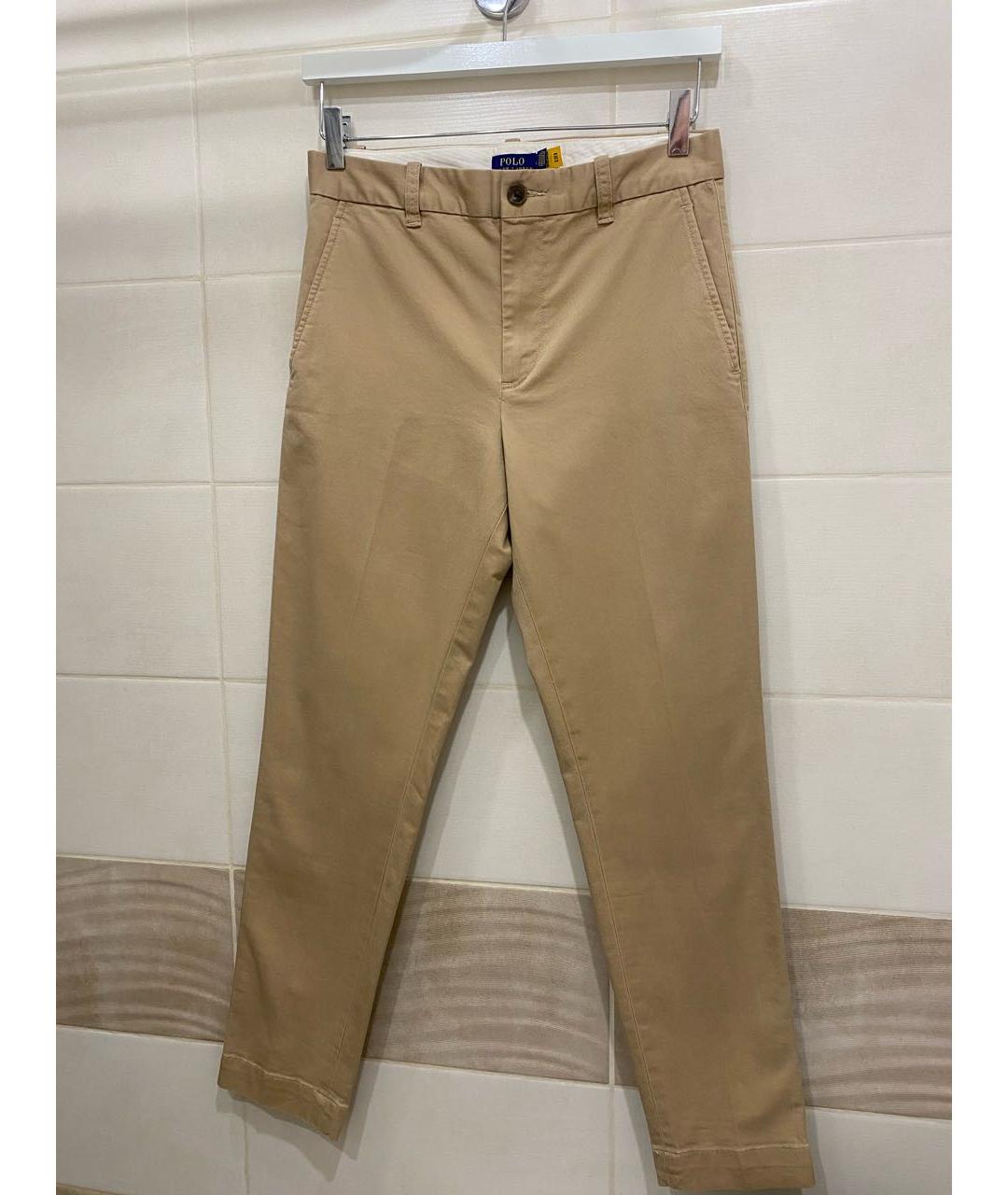 POLO RALPH LAUREN Бежевые хлопковые прямые брюки, фото 3