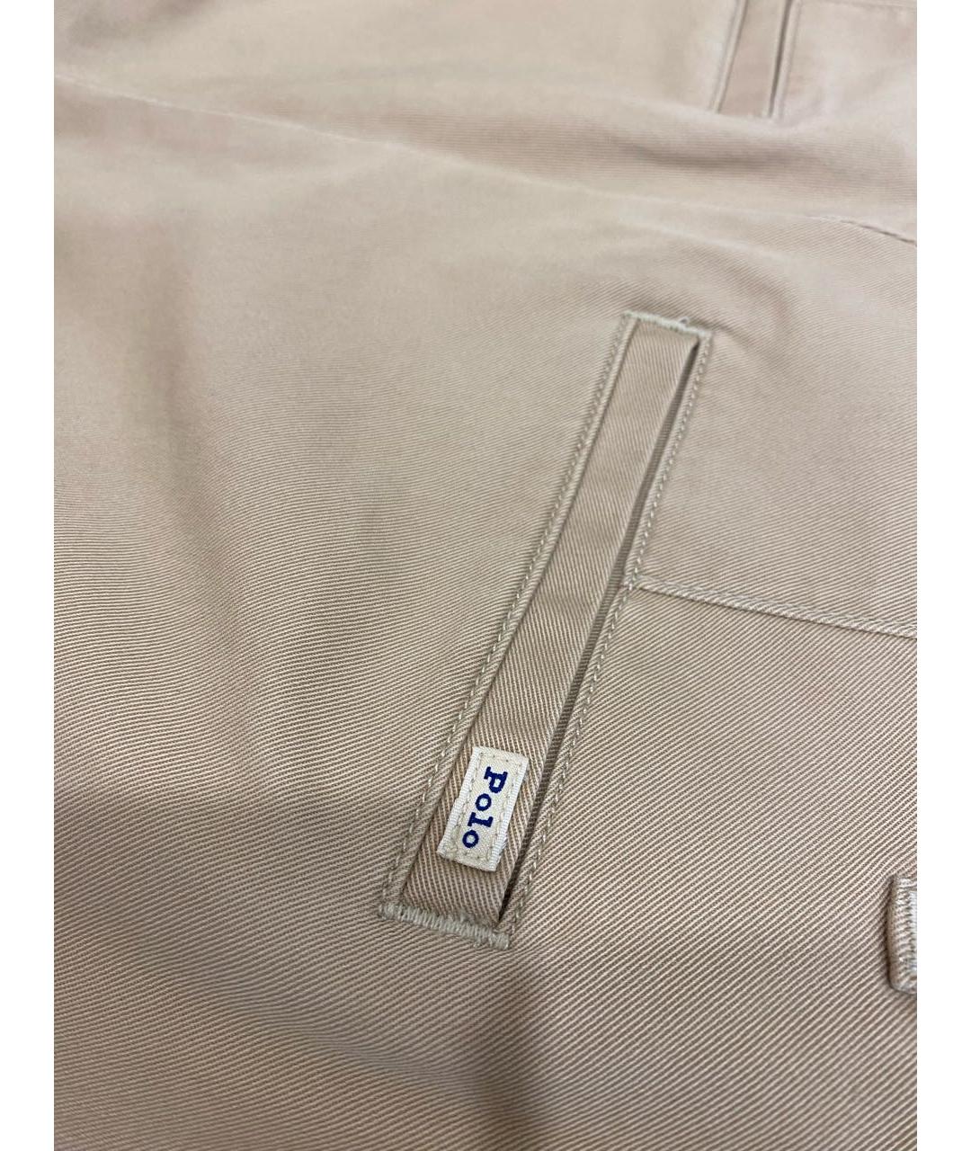 POLO RALPH LAUREN Бежевые хлопковые прямые брюки, фото 5