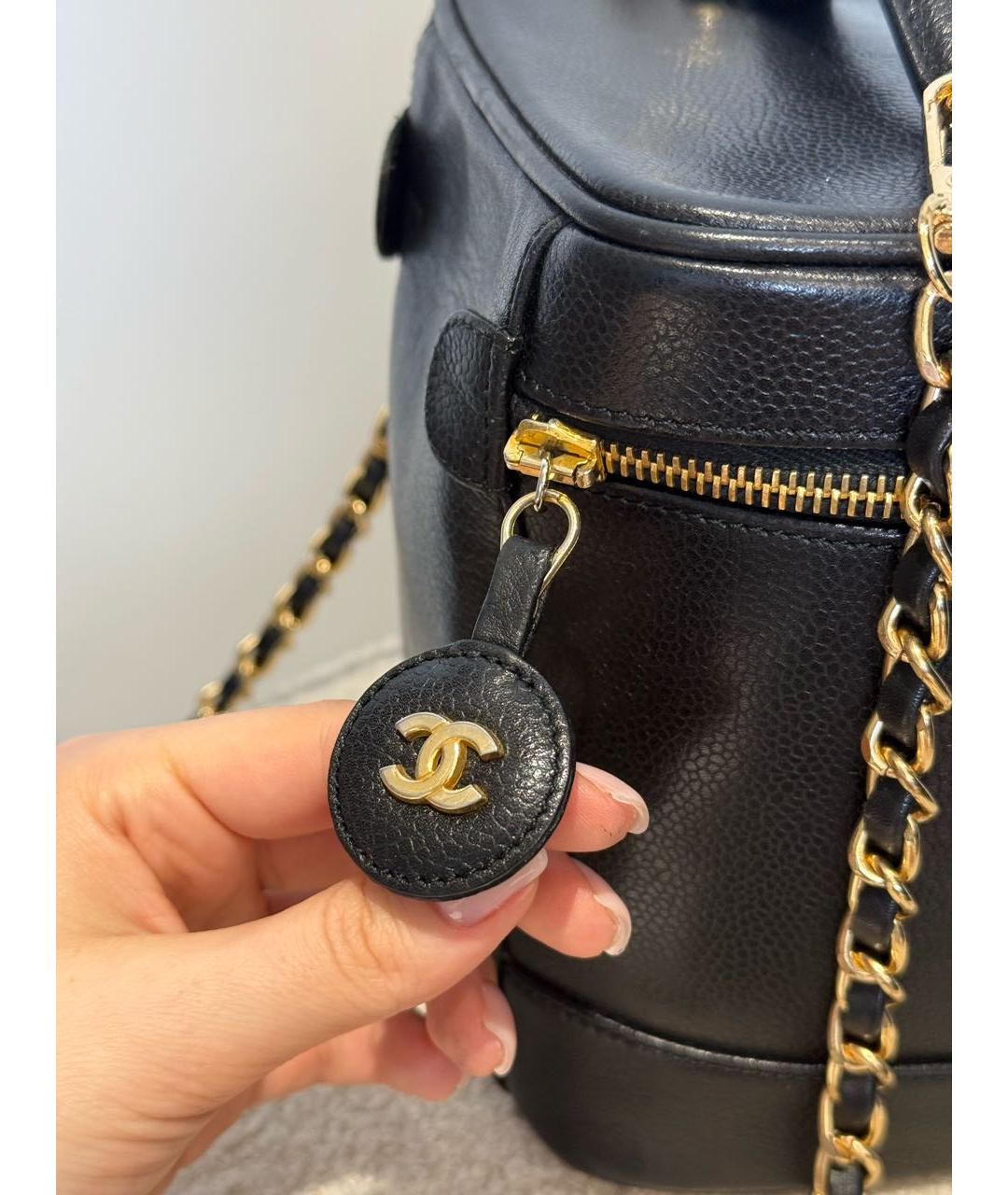 CHANEL Черная сумка через плечо из искусственной кожи, фото 7