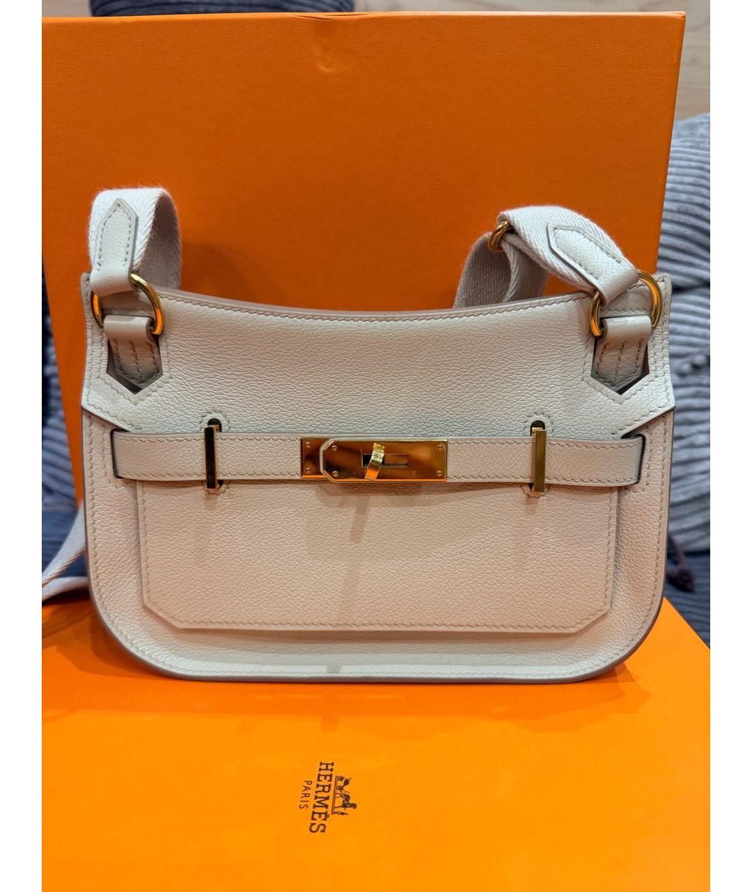 HERMES Бежевая кожаная сумка через плечо, фото 5