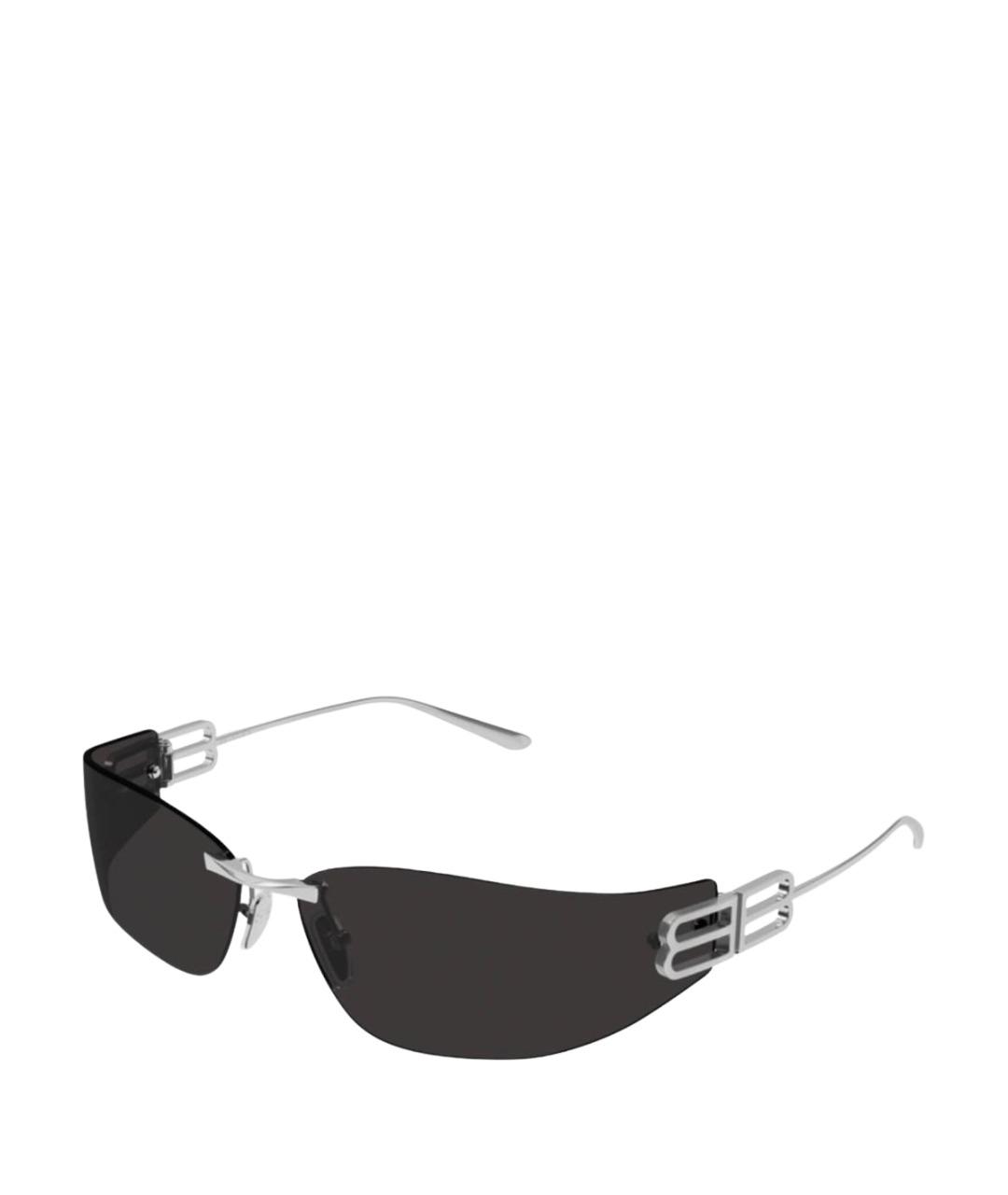 BALENCIAGA Серебряные металлические солнцезащитные очки, фото 1