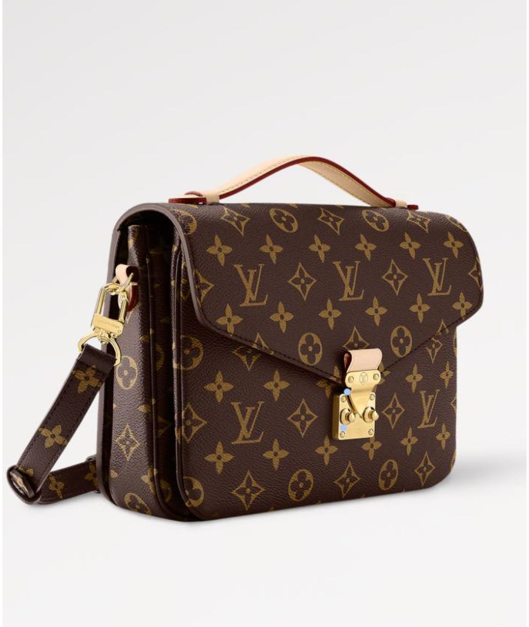 LOUIS VUITTON Коричневая кожаная сумка с короткими ручками, фото 4