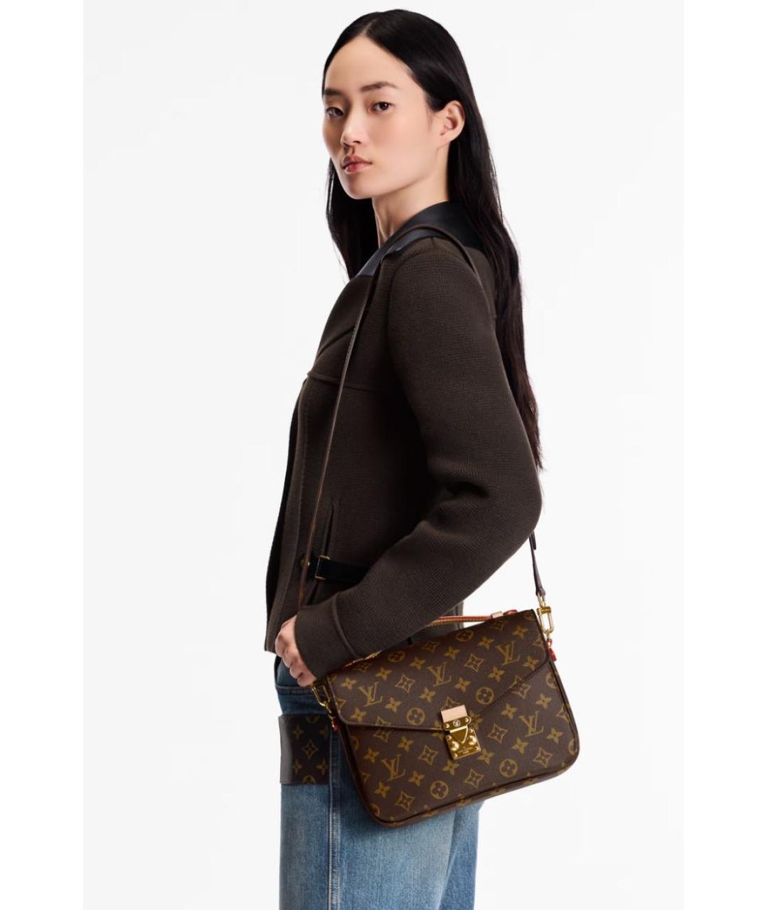 LOUIS VUITTON Коричневая кожаная сумка с короткими ручками, фото 3