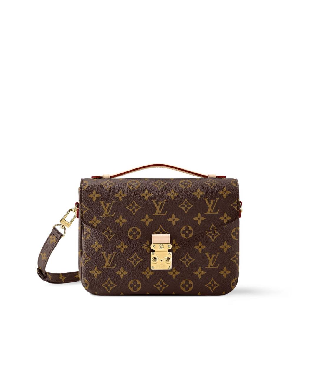 LOUIS VUITTON Коричневая кожаная сумка с короткими ручками, фото 6